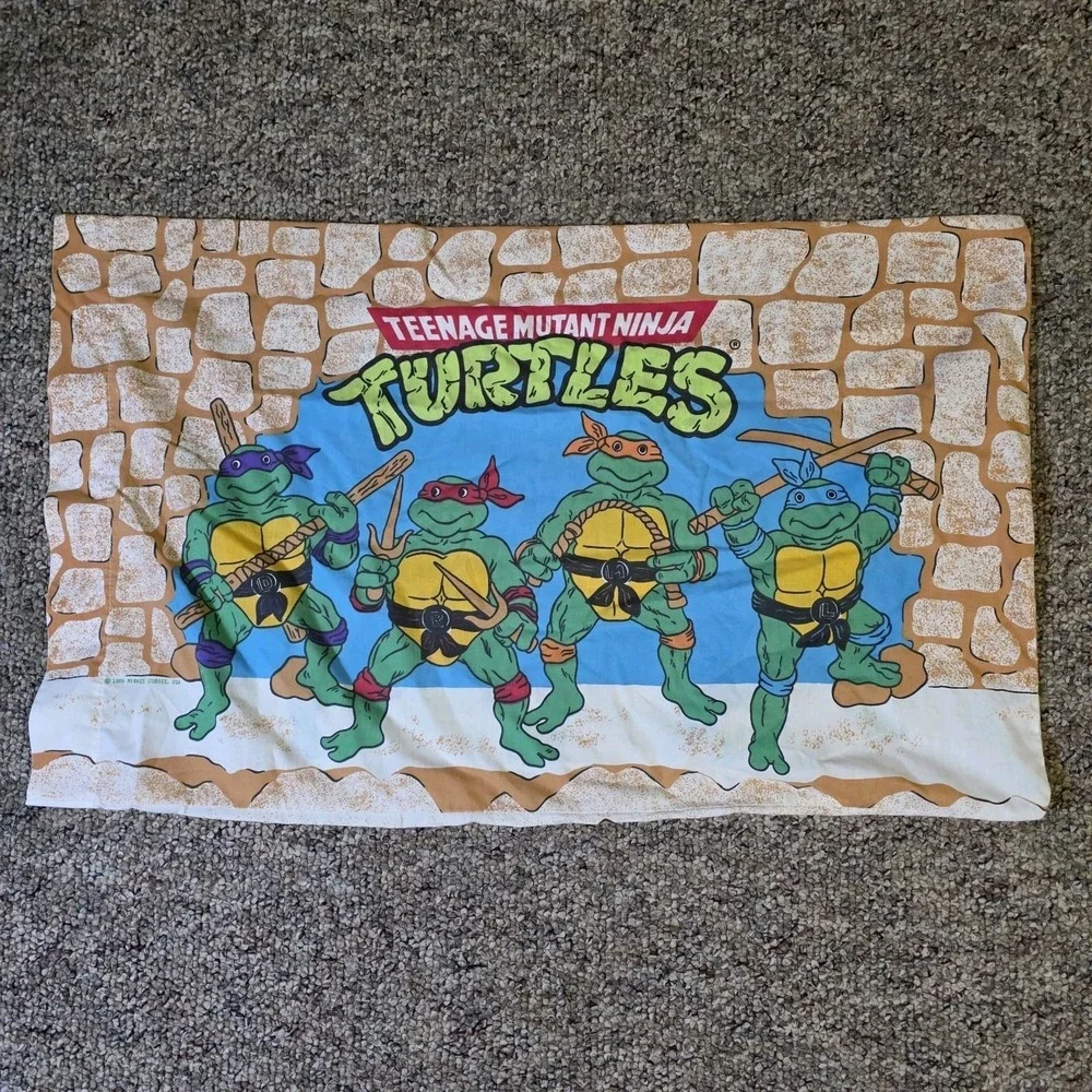 Vintage 1988 TMNT Teenage Mutant Ninja Turtles‎ Twin Sheet & Pillowcase Set